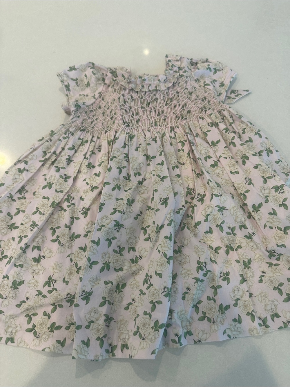 Baby Girls Pink Floral Smocked Party Dress